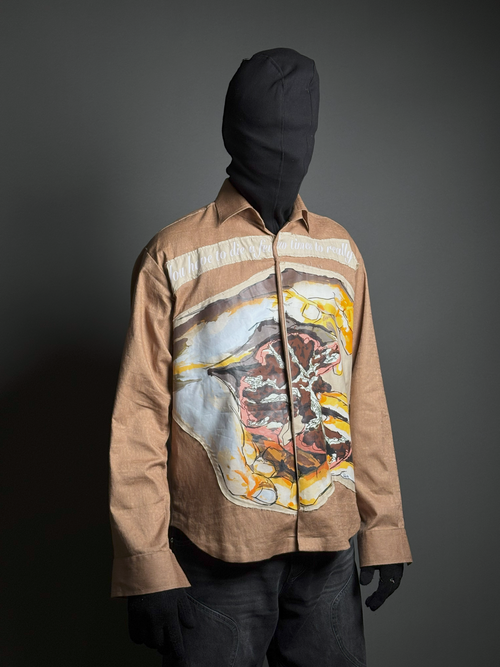 Beige Persephone's Magnetic shirt | Special patchwork