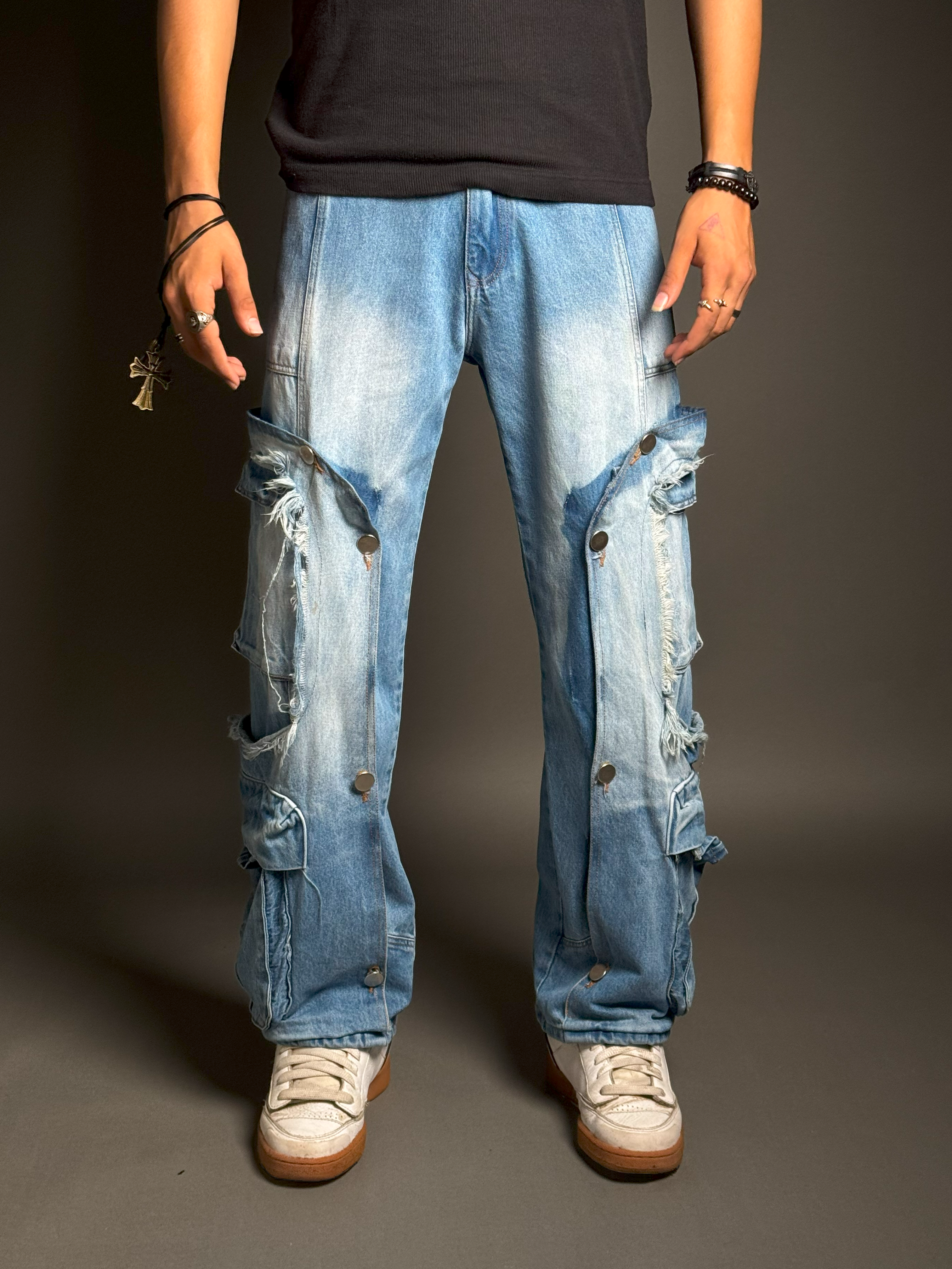 Blue Multi-Panelled Cargos
