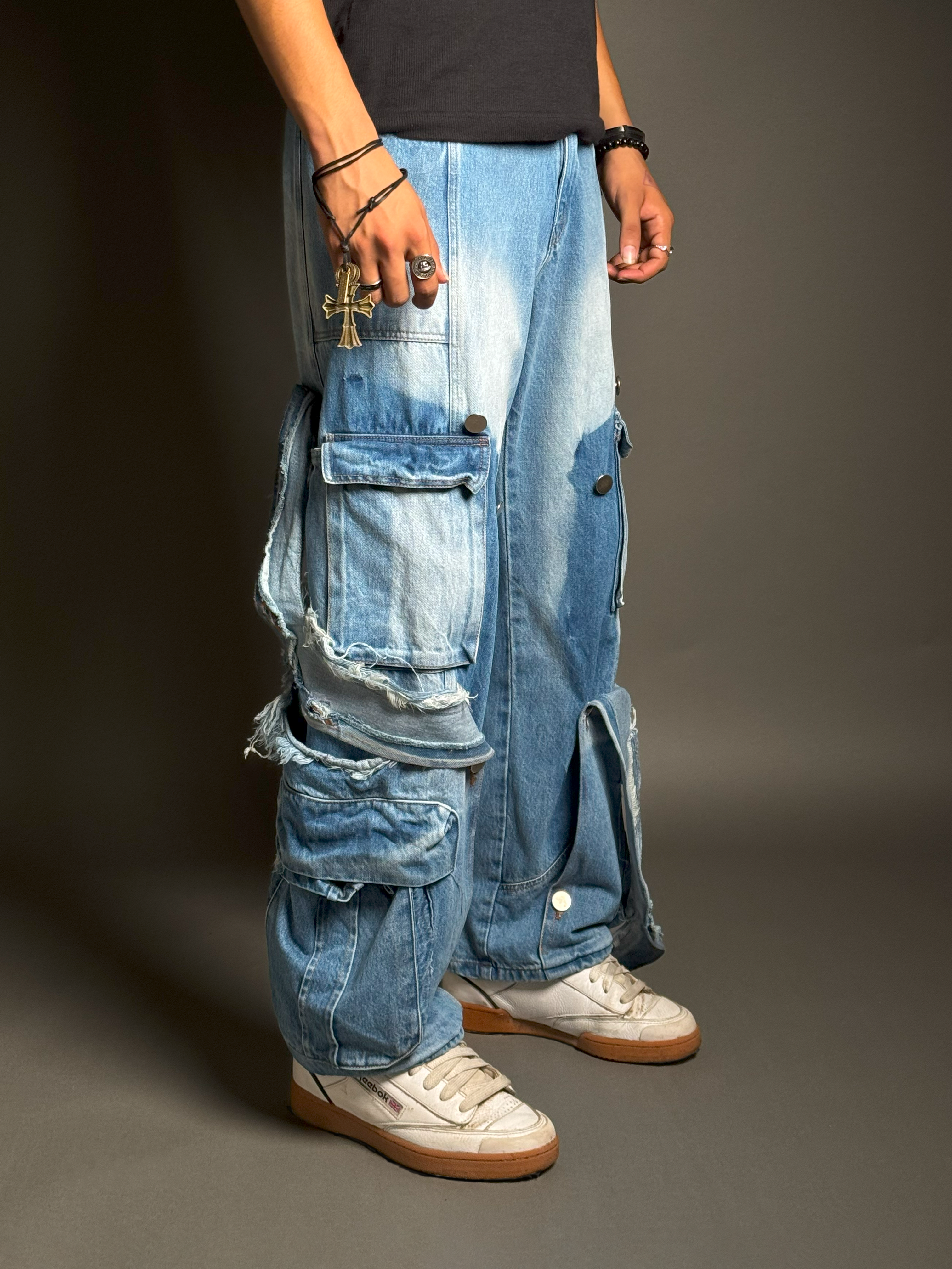 Blue Multi-Panelled Cargos