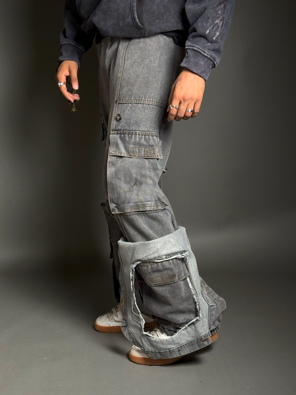 Black Multi-Panelled Cargos