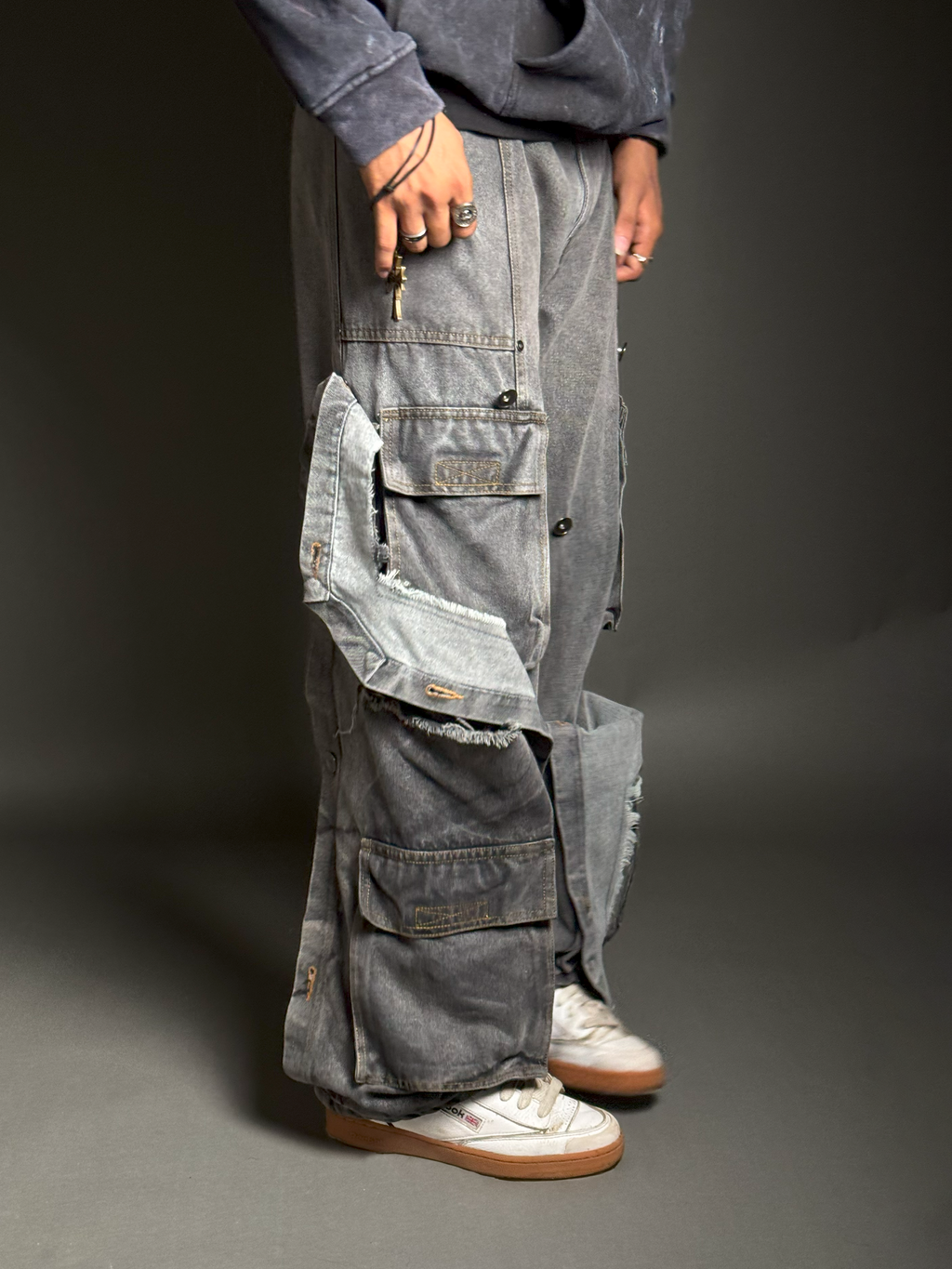 Black Multi-Panelled Cargos