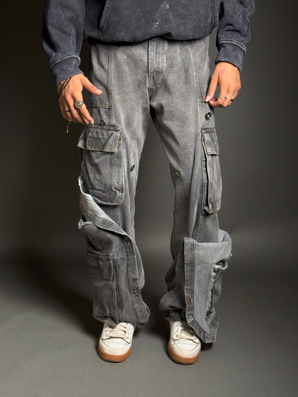 Black Multi-Panelled Cargos